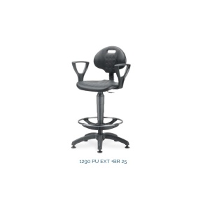 Scaun profesional 1290 NOR, inalt, poliuretan, suport picioare, baza nylon, negru - Img 2