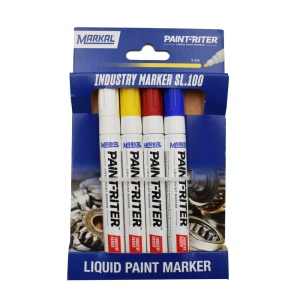 Set 4 markere SL100 INDUSTRY - alb, galben, albastru și roșu, Markal