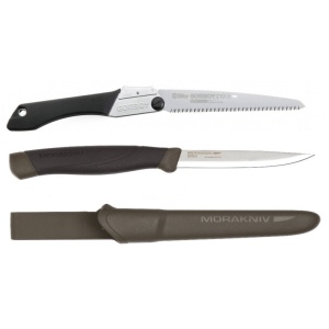 Set Cuțit Companion, Heavy Duty MG Si Fierastrau pliabil bushcraft, camping Silky Gomboy 210mm cu 10dinti, 30mm - Img 2