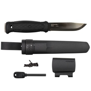 Set cutit Full-Tang Morakniv Garberg CARBON, Teaca si maner Polimer negru, pentru Bushcraft si Outdoor si Kit supravietuire, Morakniv
