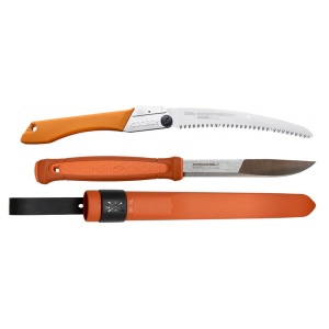 Set Cutit Morakniv Kansbol ORANGE Si Fierastrau pliabil bushcraft, camping Silky Gomboy curbat 240mm cu 8dinti, 30mm
