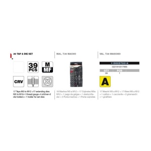 Set tarozi si filiere M3-M12 cu accesorii 39 piese TIVOLY - Img 3
