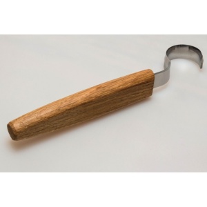 SK2SOak Cutit de cioplit linguri 30mm, cu maner de stejar si teaca de piele, BeaverCraft - Img 6