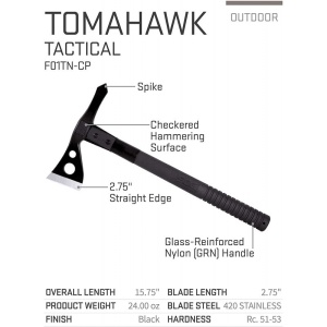 Tomahawk tactic SOG , otel inoxidabil 420, muchie 69 mm - Img 4