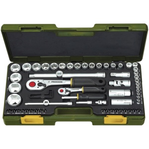 Trusa completa, versiune in Inch, cu chei tubulare de 1/4" si 1/2", Proxxon 23294, 65 piese - Img 3