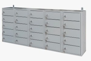 Vestiar cusetat 5x5 pentru telefoane mobile si mici lucruri personale, 1250x160x540 mm