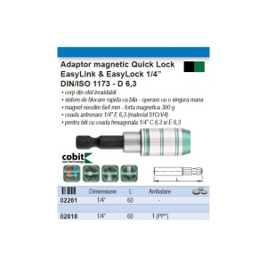 Adaptor magnetic COBIT Quick Lock EasyLink & EasyLock 1/4" - Img 2