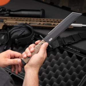 Baioneta tactica SOG BAR15T Tanto Bayonet FDE, otel AUS-8, lama 180 mm - Img 9