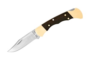 Briceag de vanatoare Buck 112 Ranger (0112BRSFG-B / 0112BRS-B), otel 420HC, alama si abanos, Lockback