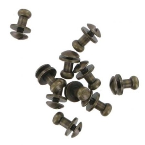 Buton din alama antichizata pentru pielarie, 10 mm - Img 2