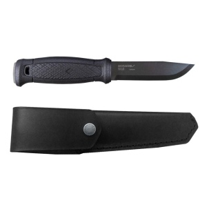 Cutit Full-Tang Morakniv Garberg CARBON, Teaca piele si maner Polimer negru, pentru Bushcraft si Outdoor