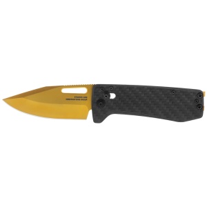 Cutit pliabil SOG Ultra XR Gold 12-63-02-57, lama Clip Point CPM S35VN TiNi Gold, XR Lock, Thumb Stud, maner Carbon Fiber, EDC Ultra Lightweight - Img 3