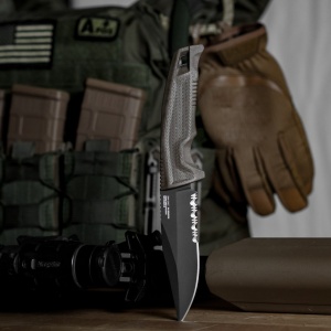 Cutit tactic SOG Recondo FX FDE Serrated, otel CRYO 440C, lama partial zimtata 117 mm - Img 12
