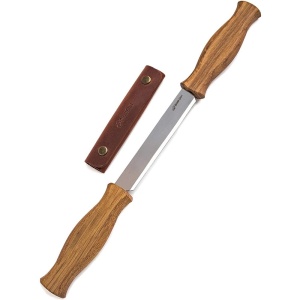 DK1S Cutit de tragere cu maner de stejar si teaca de piele, BeaverCraft
