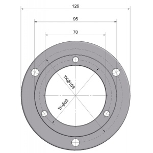 Flanșă de montaj pentru mandrine de strung ˜ 125 mm, WABECO - Img 3