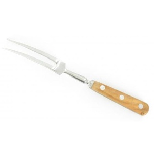 FOURCHCOLIVIER Furculita curbata, olive, lungime 15cm, otel carbon, maner din lemn de maslin, Sabatier Au Carbone