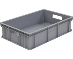 Ladă depozitare din plastic etanșă Wibo Eurobox 600x200x400 mm gri, cu mânere