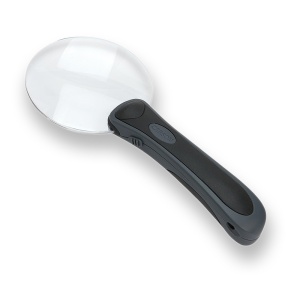 Lupa de mana RimFree putere 2x rotunda acrilica cu led, Carson