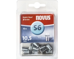 Nituri cu filet tip piuliță cu guler Novus M4 Ø6x10,5 mm, oțel, pachet 10 bucăț
