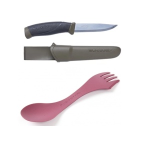 Pachet promo cutit Morakniv Companion MG S + Spork Original Bio Light My Fire, set camping si outdoor