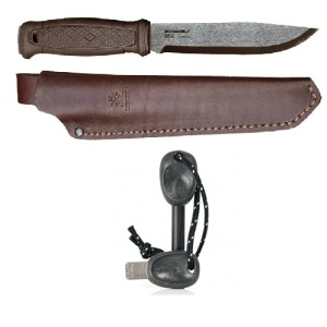 Pachet promotional Cutit Full-Tang Morakniv Garberg GRAND Inox cu teaca de piele si Amnar Swedish FireSteel BIO army 2in1, Light My Fire