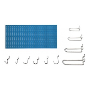 Panou perforat orizontal de 1000x500mm albastru cu set de 60 carlige metalice