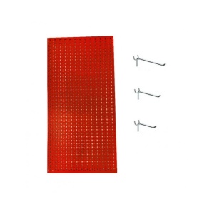 Panou perforat vertical de 500x1000 mm rosu cu set de 25 carlige metalice