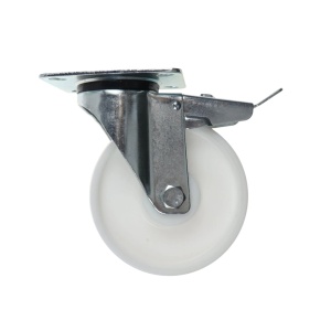 Roata pivotanta, din poliamida, cu frana, cu placa, 125 mm, 130 kg
