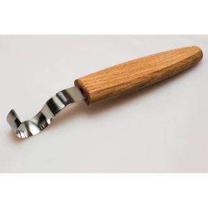 SK2SOak Cutit de cioplit linguri 30mm, cu maner de stejar si teaca de piele, BeaverCraft - Img 2