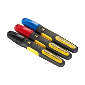 Stanley 0-47-315, Set 3 markere Fatmax, negru, albastru si rosu, permanente cu varf lat