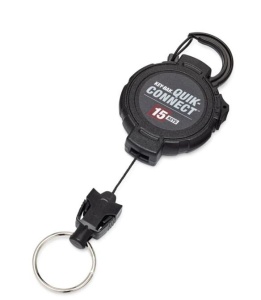 Suport de chei retractabil cu cablu kevlar de 120 cm si carabina, cu piese de capăt interschimbabile, Quik-Connect Key-Bak