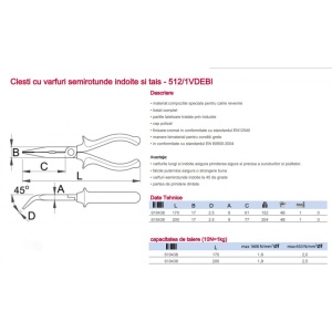 512/1VDEBI Cleste/Patent izolat cu varfuri semirotunde indoite si tais, Unior - Img 2