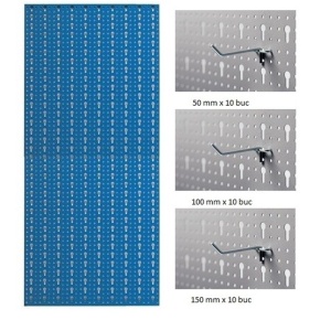 AB4 Panou profesional vertical albastru, 500x1000 mm cu set 30 carlige metalice