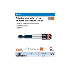 Adaptor magnetic 1/4 " USH cu prindere si eliberare rapida - Img 2