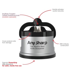 ANY- Essentials Silver Dispozitiv de ascutit cutite cu carcasa plastic, Silver, Anysharp - Img 3