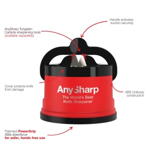 ANY-Red Dispozitiv de ascutit cutite cu carcasa plastic, Red, Anysharp - Img 3