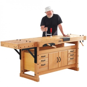 Banc de lucru pentru tamplarie PROFI Elite 2000 + platforma fixare + dulap SM04, Sjobergs - Img 10
