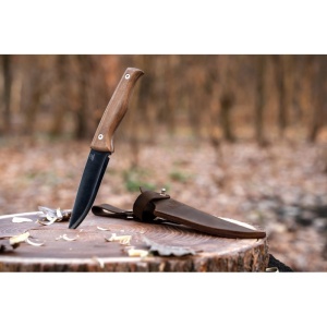 BSH3 Nightfall Cutit bushcraft din otel carbon cu lama fixa, cu maner de nuc si teaca piele, BeaverCraft - Img 8