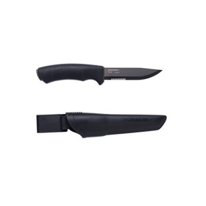 Cutit Bushcraft BlackBlade SRT (S) cu lama partial dintata, otel inoxidabil Suedez 12C27, acoperire DLC, Morakniv - Img 2