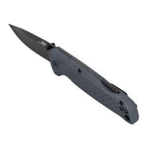 Cutit pliabil SOG Adventurer LB Gray Black 13-11-06-43, lama Drop Point 5Cr15MoV Satin, Lockback, maner GRN Gray & Black, EDC Outdoor