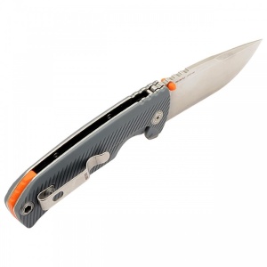 Cutit pliabil SOG Tellus FLK Wolf Gray 14-06-02-43, lama Drop Point CRYO 440 Stonewashed, Frame Lock, deschidere Flipper, maner GRN Wolf Gray, EDC Outdoor - Img 5