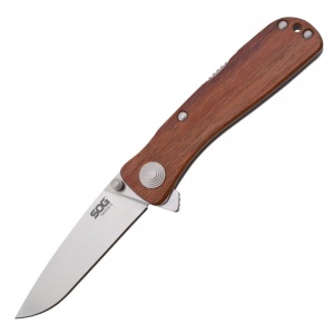 Cutit pliabil SOG Twitch II Wood TWI17-CP, lama Drop Point AUS-8 Satin, deschidere asistata S.A.T., Lockback, maner din lemn Rosewood, EDC Premium - Img 3