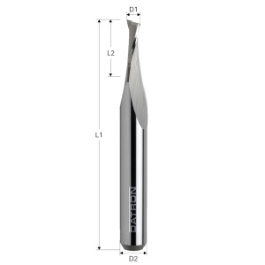 Freza cu 2 caneluri, HSC+, pt. plastic, Datron 0068824, 2.4x6.0x3.175mm - Img 2