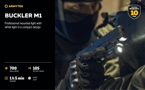 Lanterna tactica Armytek Buckler M1 White 700 lm pentru pistol, cu montura Glock si Picatinny - Img 12