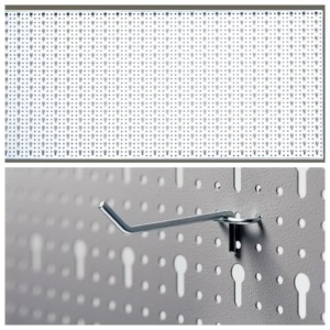 Panou perforat orizontal de 1000x500mm alb cu set de 25 carlige metalice - Img 3