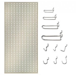Panou perforat vertical de 500x1000 mm alb cu set de 40 carlige metalice - Img 2