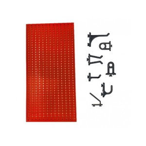 Panou perforat vertical de 500x1000 mm rosu cu set de 20 carlige plastic