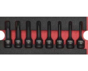 Set capete chei tubulare torx 1/2" WGB 268x38x114 mm, inserție pentru sertare, 8 piese