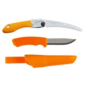 Set Cutit Bushcraft Orange Si Fierastrau pliabil bushcraft, camping Silky Pocketboy curbat 170mm cu 8dinti, 30mm - Img 2