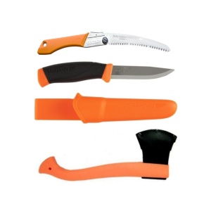 Set Cutit Heavy Duty ORANGE, Fierastrau Silky Gomboy curbat 210mm cu 8dinti, 30mm si Topor portocaliu - Img 2